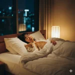 cat sleeps on stomach