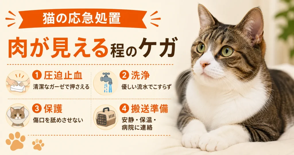 クッションの上に座るキジ白猫