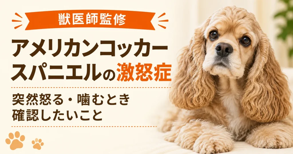 ふせの姿勢でこちらをうかがうアプリコット色のアメリカンコッカースパニエル